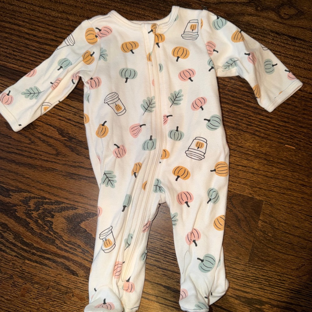 Charming Pumpkin Print Kids Footie